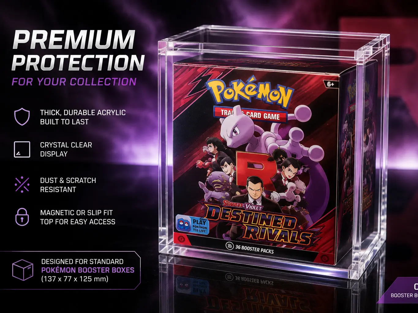 Acrylic Display Case for Pokémon Booster Box – Clear Protective Collector Storage Case