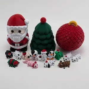 Christmas MINIs & Containers- Holiday Themed Articulating 3D Printed Collectible Figurines - Home Decor - Gift for the Holidays - Stocking Stuffer