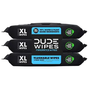 Wipes Unscented Flushable Wipes - Extra-Large Adult Wet Wipes for Sensitive Skin - 3 Pack (144 Count)