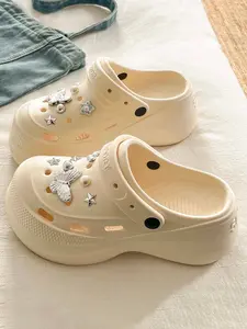 2026 New Korean Style Soft Hole Shoes for Women, Eva Thick Sole Height Increase, Casual Comfortable, Beach Sandal, Garden Shoe