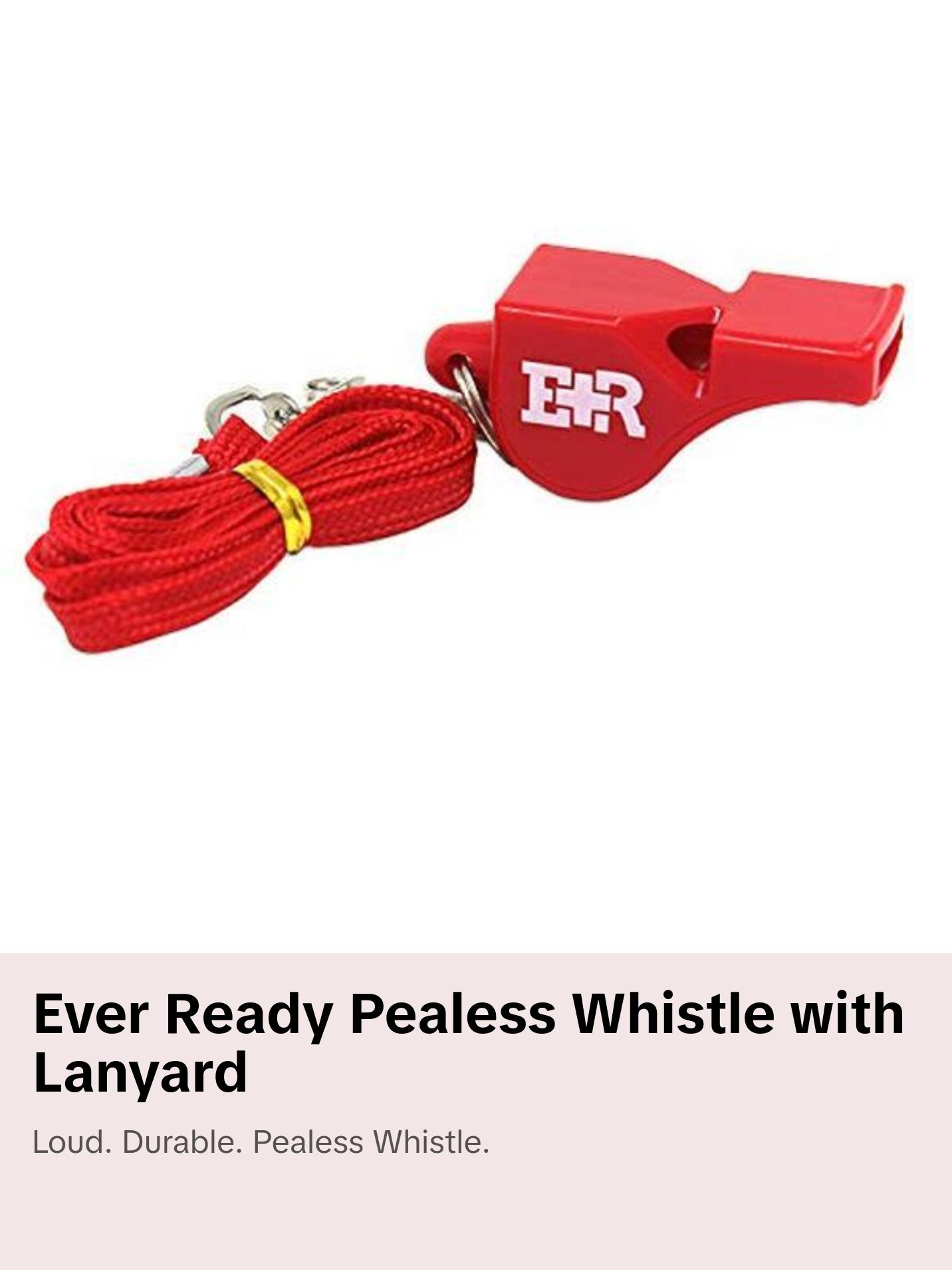 Ever Ready First Aid Safety Coach 3 Chamber Pealess Whistle with Matching Lanyard - Red