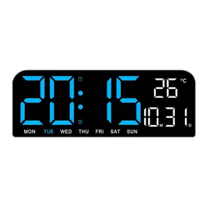 Digital LED Alarm Clock, Small Digital Alarm Clock, Large Display for Home Office Bedside Alarm Clock with 12/24HR Snooze Alarm for Heavy Sleepers (Blue and Orange)
