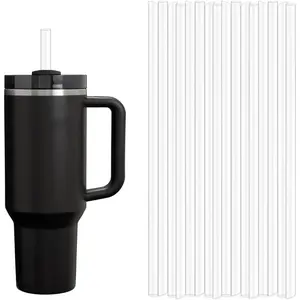 100Pcs Disposable Straws for 40 oz 30 oz Tumbler, 12 Inch Extra Long Straws Disposable for Stanley Cup, Clear 12” Disposable Straw Individually Wrapped