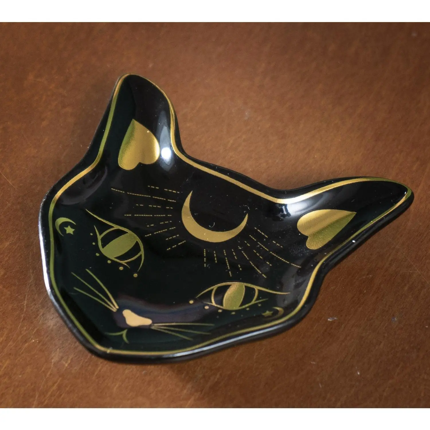Wicca Astrology Witchcraft Mystic Mog Black Feline Cat Trinket Jewelry Dish
