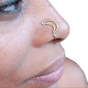 Solid Brass Crescent Moon Nose Cuff, Nose Clip, Gold Nose Jewelry, Egyptian Nose Cuff, Body Jewelry, Faux Nose Ring, Septum Cuff, Hammered