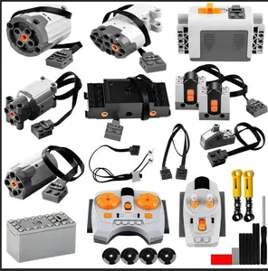 34pcs Power Function Motor Set with 5 Motors M/L/XL/Train/Servo 2 Battery Boxes IR Remote Receiver Control Switch Cable STEM Educational Toy Birthday Gift