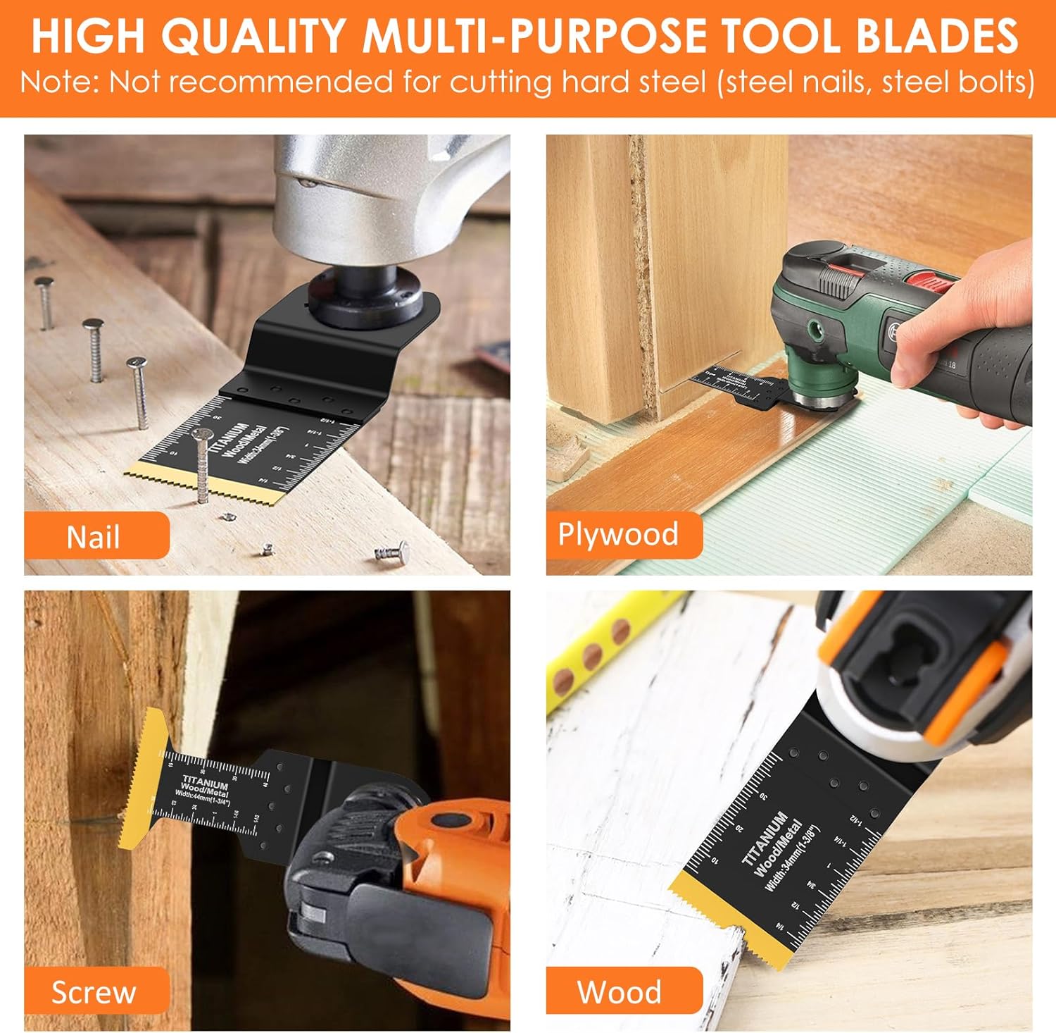 18 Pcs High Carbon Steel Universal Oscillating Saw Blades for Wood, Metal, Plastic & Nails Cutting - Fast Release High Carbon Steel Saw Blades Set