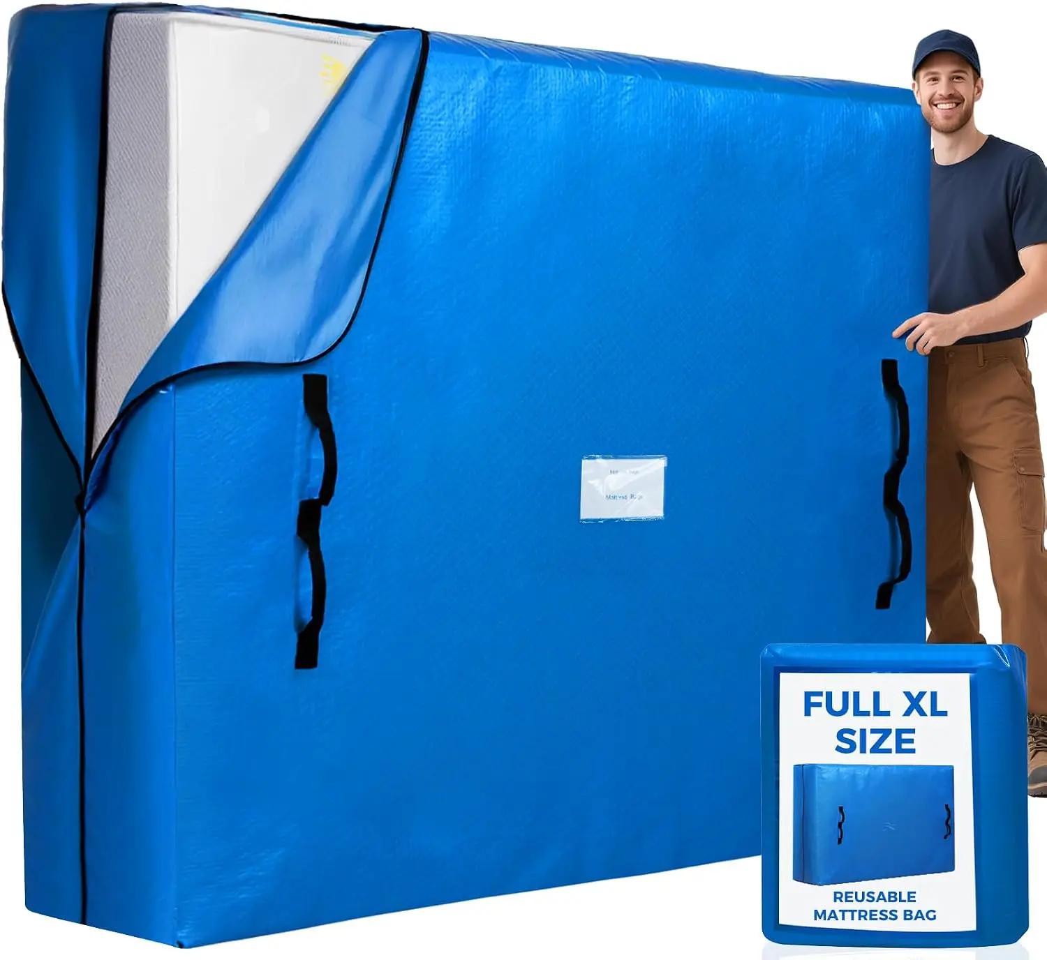 BAGAIL Mattress Bags for Moving, Mattress Covers with Heavy Duty Handles, Reusable Mattress Storage Bag for Moving Supplies