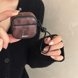 Red brown dyed amber | Black short rope | Magnetic leather headphone cover | Headphone Bag | Best friend gift | Suitable for AirPods 2 3 4 Pro Pro2 Pro3