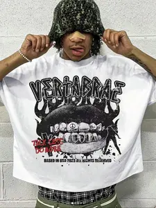 Men's Eye Print Round Neck Fitted Crop Tee, Regular Fit Casual Short Sleeve Crew Neck T-Shirt for Daily Wear, Fashion Men's Top for Summer, Tropical, Streetwear