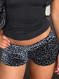 Vintage Leopard Print Low-Waist Shorts, Women's Y2K Casual Hot Pants, Comfortable Stretchy, Slim Fit, Fashion Trend Choice