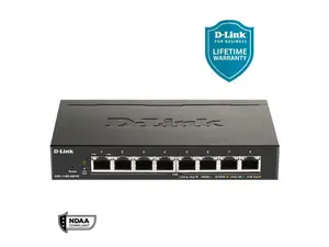 D-Link 8-Port Gigabit Smart Managed PoE+ Switch | 8 PoE+ Ports (64W) | Compact Metal Desktop |NDAA Compliant - (DGS-1100-08PV2)