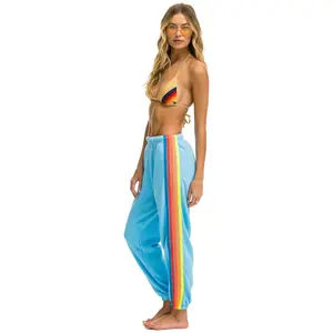 5 STRIPE SWEATPANTS - SKY // NEON RAINBOW