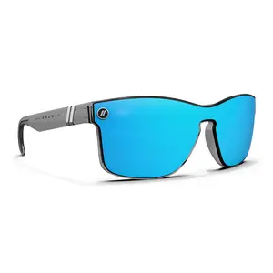 Blenders Canyon X2 Dark Smoke Sunglasses – Polarized Blue Mirror Lenses, UV400 Protection, Scratch-Resistant, Gloss Crystal Gray Frame, Wraparound Design