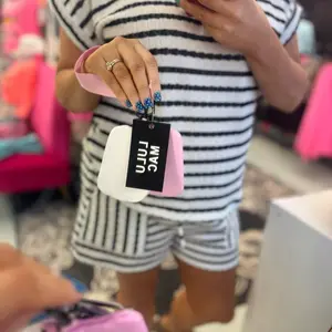 Lulu Mac Wristlet pink and white