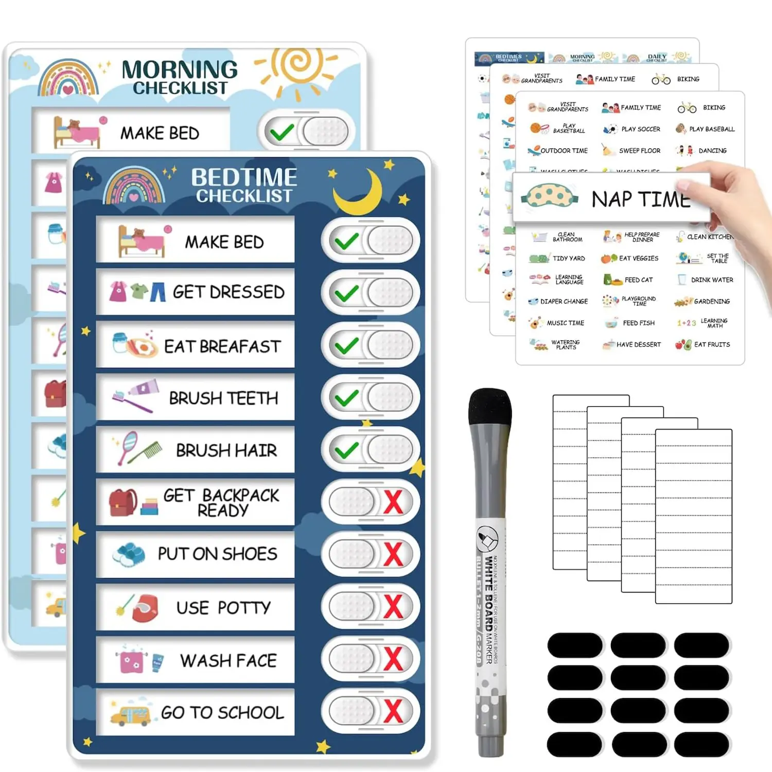 Kmart Routine Chart 2 in 1 Bedtime/Morning Routine Chart for Kids Toddlers, Magnetic Chore ...