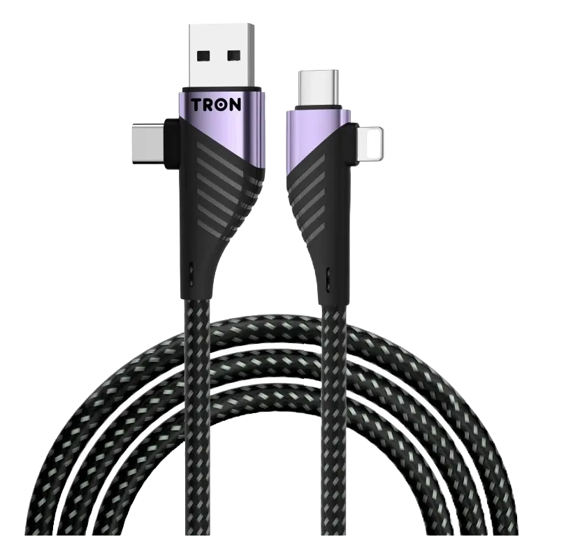 4-in-1 Braided Charging Cable 65W | USB-C/A to Lightning/USB-C | 5FT