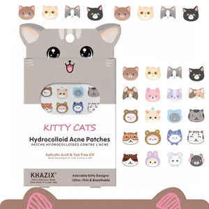 Cute Cat Acne Patches, Natural Hydrogel Acne Care, Tea Tree, No Scent, No Alcohol, Suitable for All Skin Types, Gentle Non-Irritating Facial Skincare
