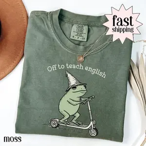 Comfort Colors English Teacher Frog Shirt Teaching Literature Tee High School Teacher TShirt Funny Frog Scooter Gift For English Teacher