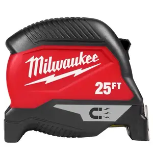 Milwaukee 25 ft. Compact Magnetic Tape Measure with Red and Black Design