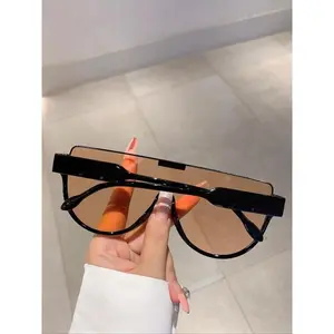 1 Pair of Summer Trend Shield Slim Sunglasses with half round personalized design for beach outdoor and back-to-school activities, providing UV protection and showing fashionable taste.