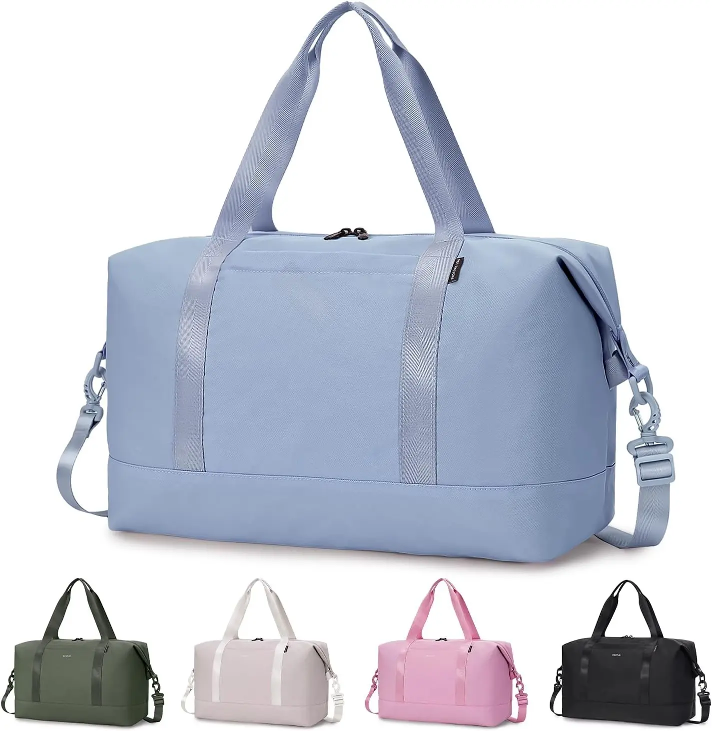 Travel Duffel Bag, 18x14x8 Personal Item Bag, Water Resistant  Gym Bag, Weekender Overnight Bags for Women Men, 30L Grayish Blue