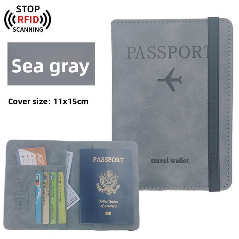 RFID Blocking Passport Holder - PU Leather Travel Wallet with SIM Card Slot & Document Pockets |   Anti-Theft ID Protector for International Travel