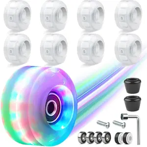 8 Pack 82A Motion-Activated Glow Skate Wheels with Bearings (54x32mm) – No Batteries Needed for Double Row Skates & Skateboards – Indoor/Outdoor PU Wheels