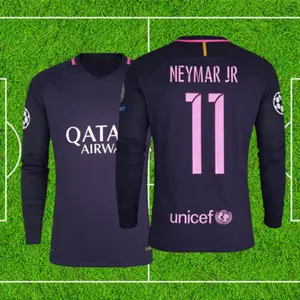 1617  Away Long Sleeve Blue Pink Neymar Jr. No. 11 Long Sleeve Sleeve Top Soccer Jerseys