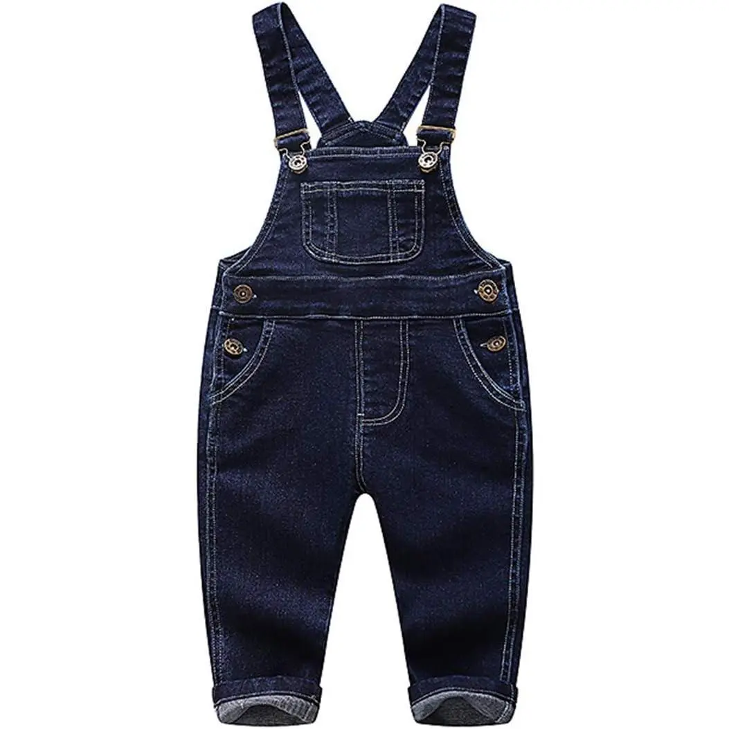 Kidscool Space Soft Denim Overalls for Baby and Toddler Boys, Classic Workwear with Adjustable Straps and a Big Bib Pocket, Water Washed, Suspenders, Adorable Boys' Overalls, 2-3T, Clothes