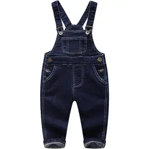 KIDSCOOL SPACE Baby & Little Boys/Girls Blue & Black Denim Overalls,Jean Workwear