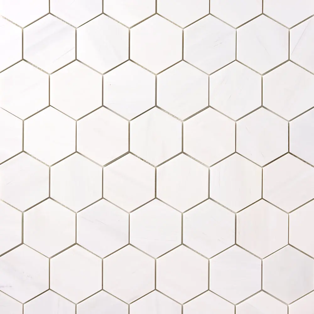 Bianco Dolomite Marble 2" Hexagon Mosaic Polished/Honed Sample