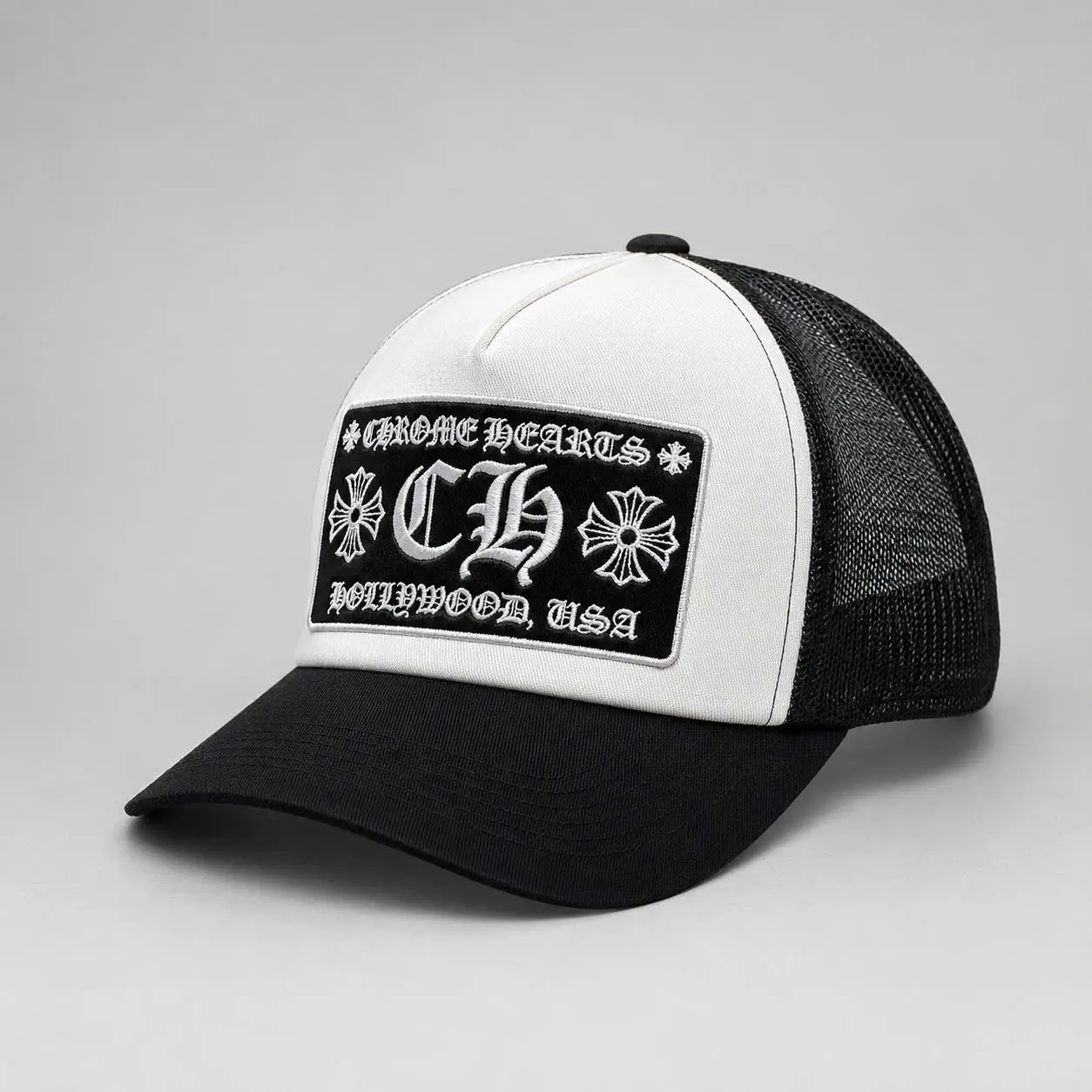 Vintage Gothic Cross Patch Mesh Trucker Cap Unisex Streetwear Adjustable Snapback Hat