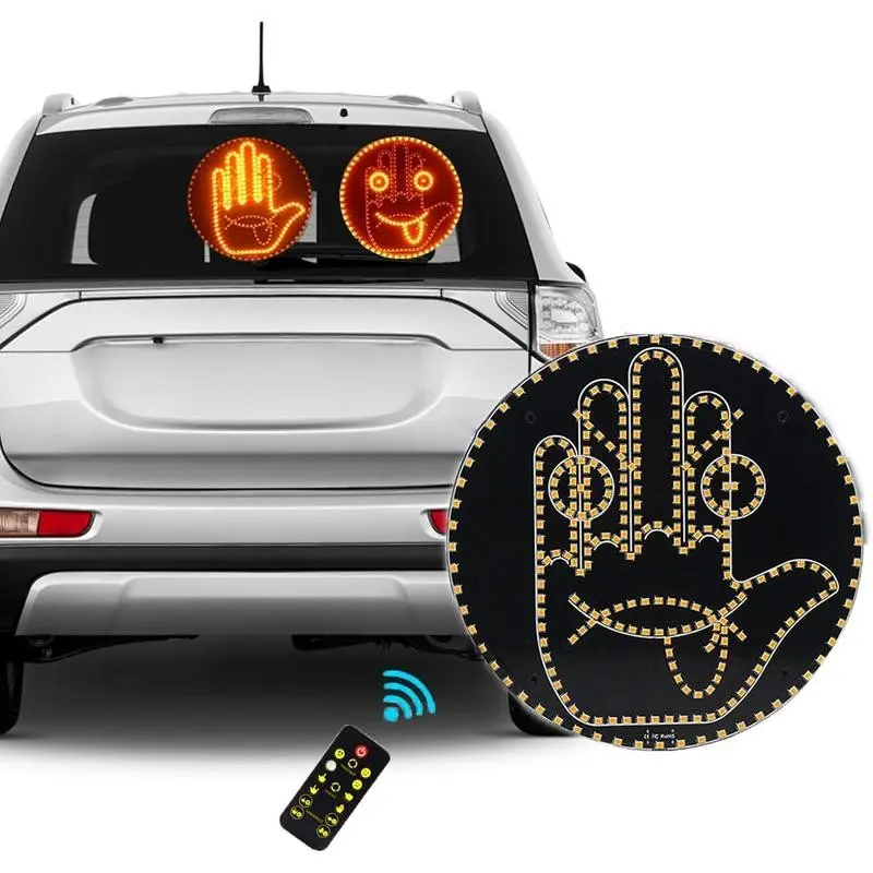 Car Window LED Gesture Light with Remote Control 8-in-1 Emoji Display Auto-Off Fun Mood Light for Cars & Trucks