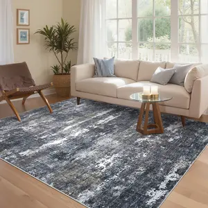Washable Modern Abstract Living Room Rugs, Indoor Contemporaray Area Rug with Non Slip Back Low Pile Ultra Thin Throw Carpet Mat for Dining Room Office Home Decor Rugs