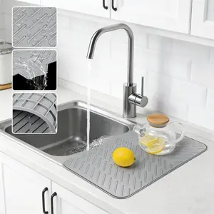 Silicone Large Size Dish Drying Mat with Built-in Drain Lip Dish Drainer Mats for Kitchen Counter Easy-Clean High Temperature Resistance Coaster, Perfect Gift for Valentine's Day Father's Day Mother's Day Anniversary Birthday