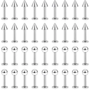 36counts 20G Spike Nose Stud Surgical Steel Labret Jewelry Snake Bites Lip Jewelry Medusa Piercing Jewelry Monroe Lip Rings Studs for Women Men Helix Earring