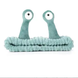 Cute Spa Headbands – Palm & Snail Design, Soft Coral Fleece for Face Washing, Makeup, Skincare