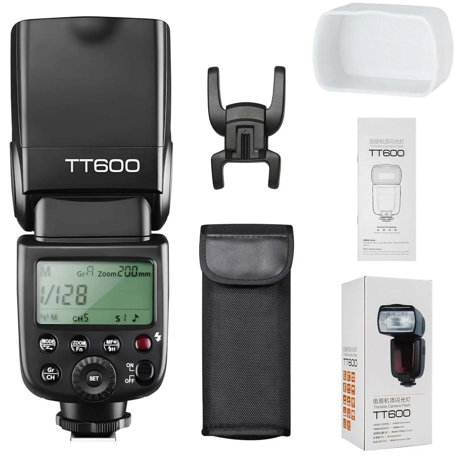 Tt600 2.4g Wireless Camera Flash Speedlite With Diffuser  Master/slave Gn60 Manual Hss When Paired Off X Trigger System For Pentax Olympus Fujifilm