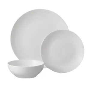 Glazed White Stoneware Dinnerware Set 12-Pieces - Includes Plates and Bowls for Everyday Use