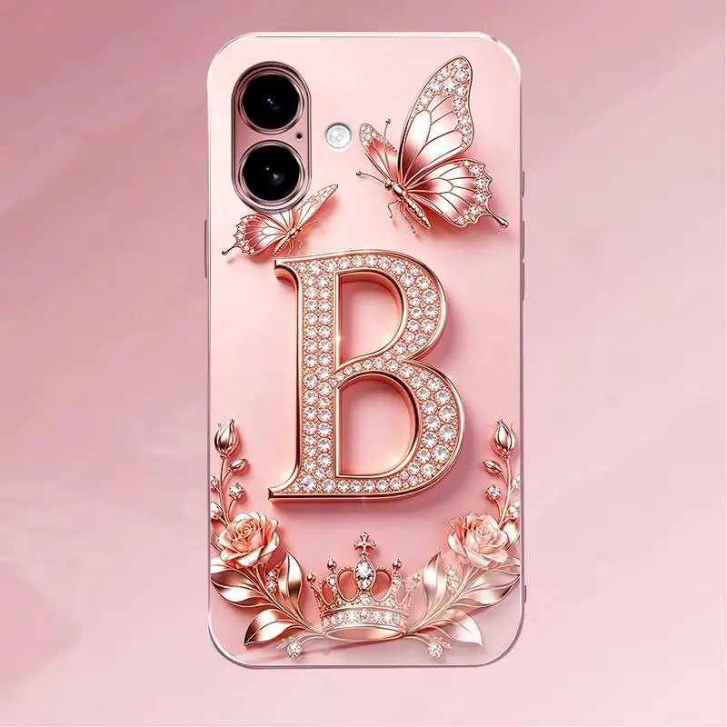 Suitable for [iPhone 16 Plus ] Women's high-end  phone case，2D printed pattern, not 3D,Choose your favorite from these sophisticated, minimalist butterfly and letter designs！YM99