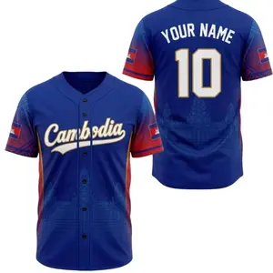 Custom Cambodia Baseball Jersey Name & Number Fan Shirt