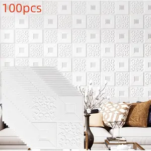 100pcs 3D Self-Adhesive Wall Stickers, Waterproof & Washable, Easy Installation, Ideal for Bedroom, Living Room, Office, Ceiling Decor