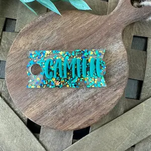 Personalized Aqua Glitter Acrylic Nameplate