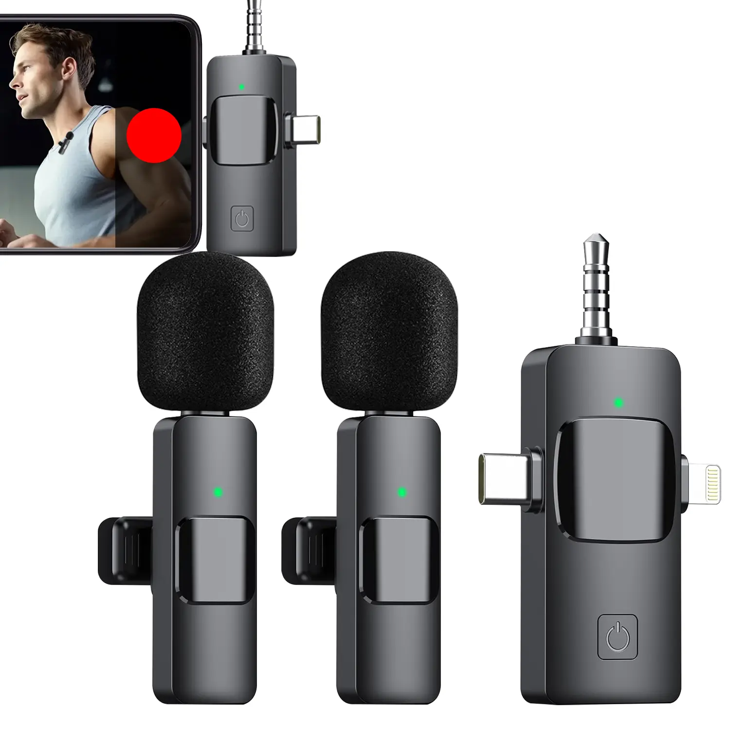 Wireless Lavalier Microphone, Usb Rechargeable Mic, Rechargeable Cordless Omnidirectional Condenser Mic, Ideal for Video Recording, Teaching, Interviews