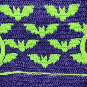 Purple and Green Crochet Bat Backpack