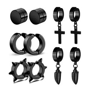 OIDEA 12 Pairs Stainless Steel Magnetic Clip On Stud Earrings Non-Pierced Set for Men Women Daily Mix