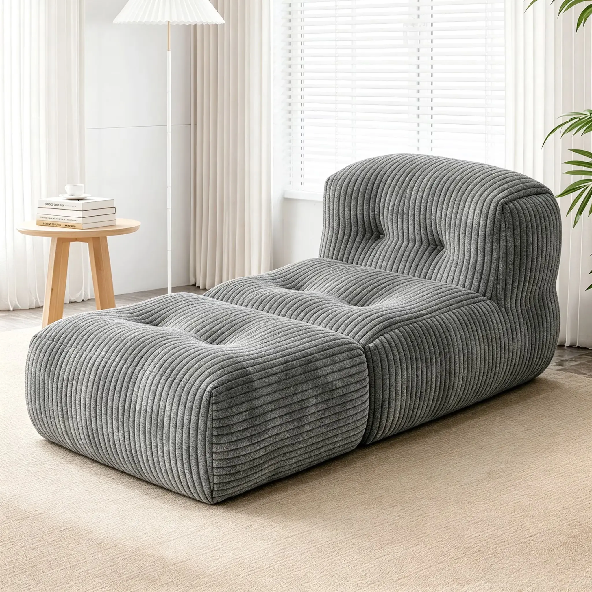 JONPONY Big Bean Bag Lounger Chairs, Large Bean Bag Couch with Memory Foam Filled for Adults, Bean Bag Sofa for Living Room or Bedroom,