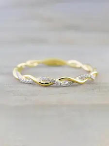 Elegant Criss Cross Design Rhinestone Decorated Ring, Dainty Stacking Rings, Fashion Party & Wedding Jewelry Gift for Women & Girls