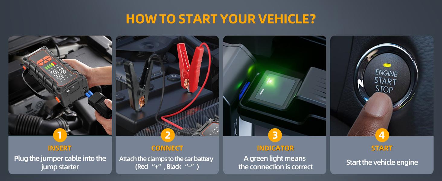 AAIVV Upgraded Portable Car Jump Starter,4000A Car Battery Starter, with 160PSI Tire Inflator, 12V Car Battery Starter, 15000mAh Mobile Power Bank, with LED Light.